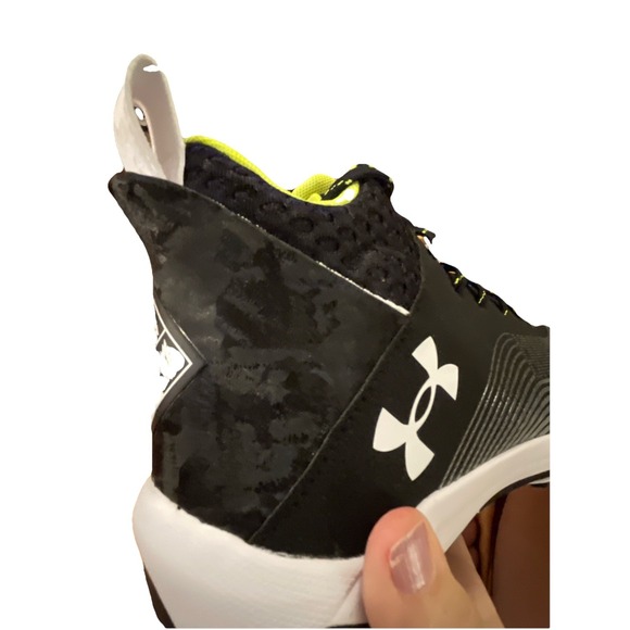 NWOB Under Armour Hammer 2.0 MC Football Cleats‎ Shoes Black/Silver Men\'s 8.5 D main image 14